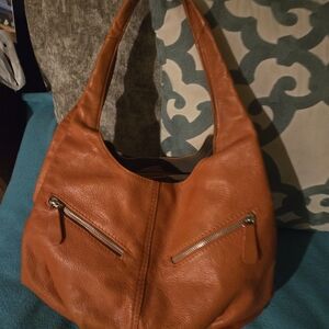 Chic Brown Leather Hobo Bag Lavorazione Artigiana Leather Purse